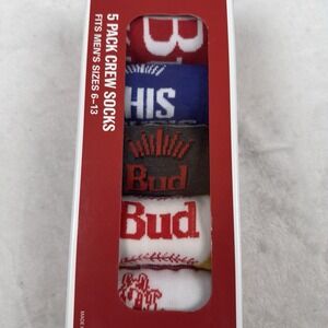 Odd Sox Budweiser Men's Crew Socks 5-Pack Multicolor Size 6-13 New‎